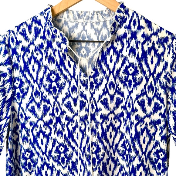 Women’s Maxi Dress Blue/White Geo Patterned Dress Short Sleeve Size-M NWT - Picture 5 of 11